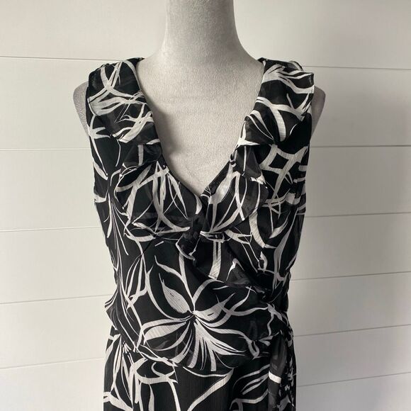 London Times Floral Side-Tie Ruffle Maxi Wrap Dress Size 14 - Picture 5 of 13